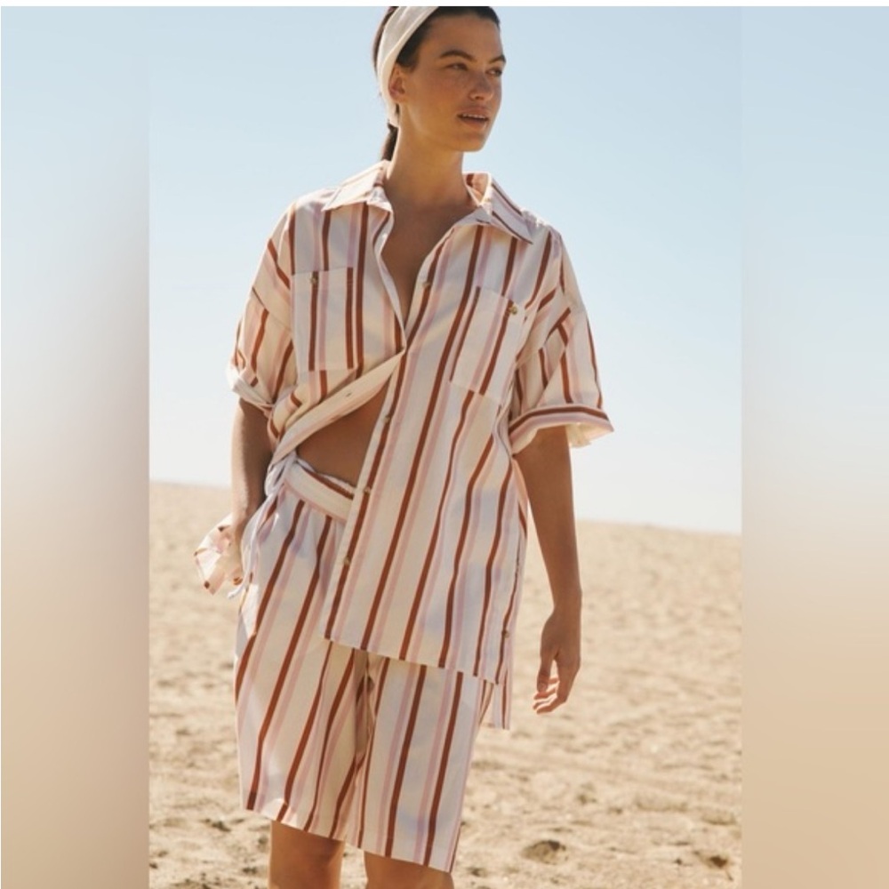 Anthropologie The Boxy Striped Button‎ Down M